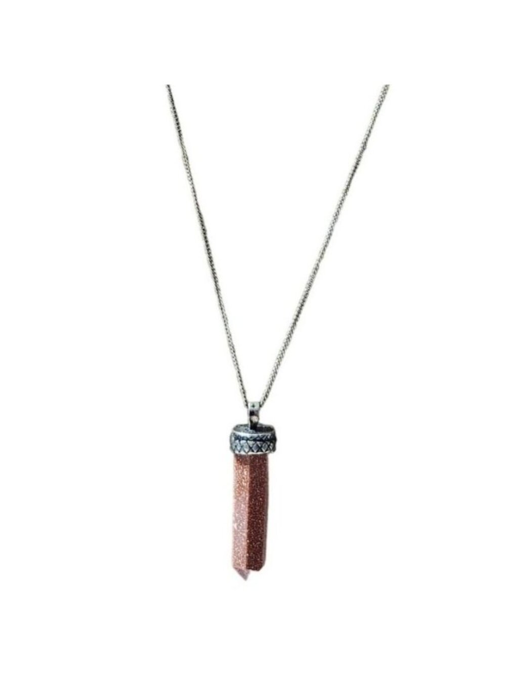 Boho Goldstone Crystal Point Pendant Necklace Healing Jewelry Fashion Women